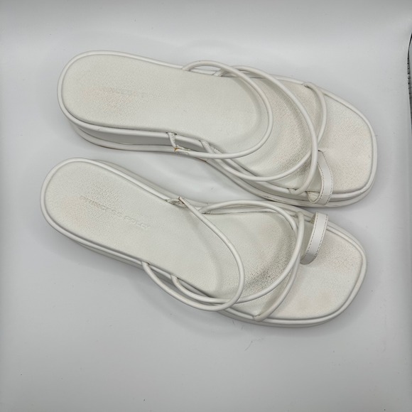 Princess Polly White Platform Wedge Sandals Strappy Thong Slides‎ Women's - Picture 3 of 4